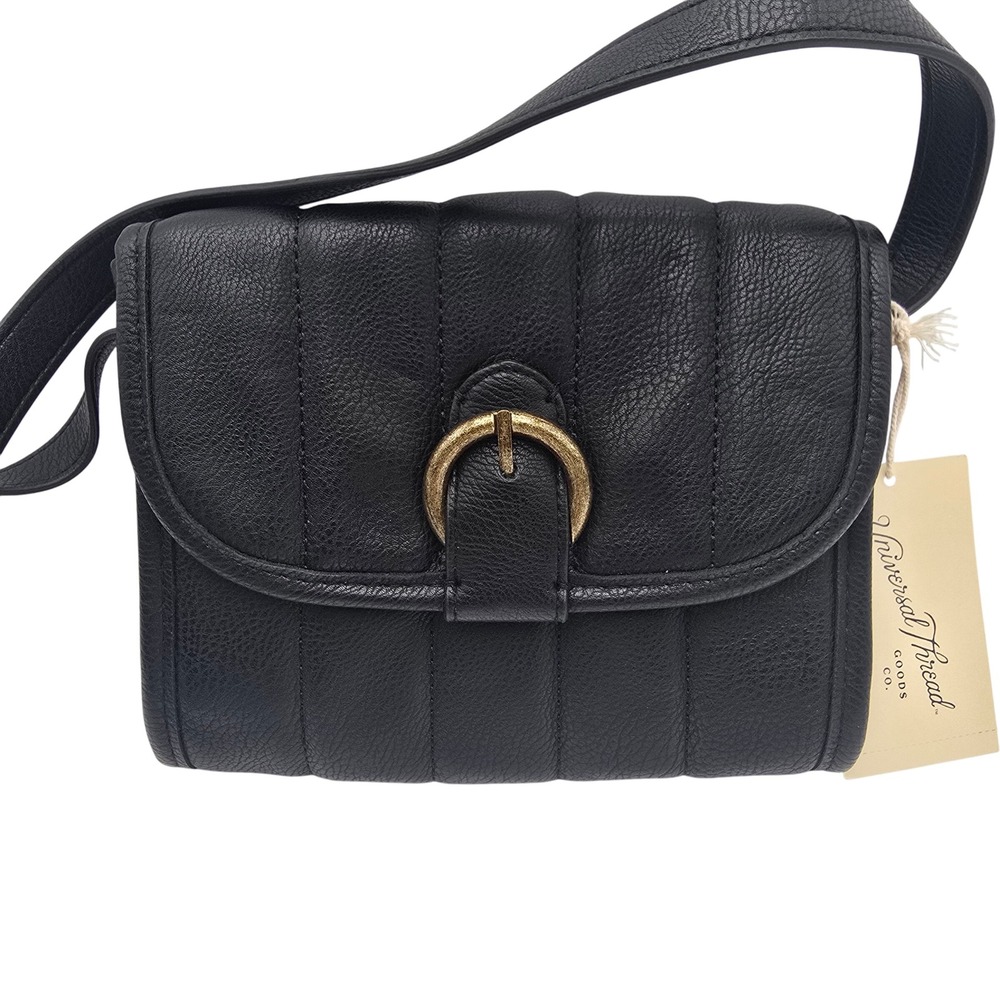 Universal Thread Goods‎ Co Black Quilted Shoulder Crossbody Bag Gold Buckle